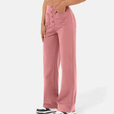 high-waisted elastic casual pants